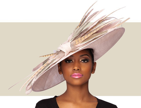 MONROE COUTURE HAT - Blush Pink - Gold 