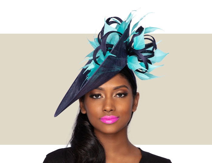 FASCINATOR - Navy and Turquoise - Gold Coast Couture