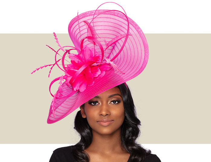 Large pink cheap wedding hats