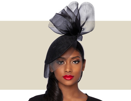 CHIARA Fancy Fascinator Wedding Hat - Black