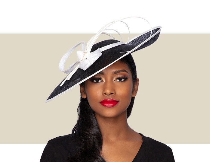 LILLY FASCINATOR HAT - Black and Ivory - Gold Coast Couture