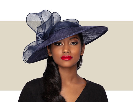 NIOMI Fascinator Church Hat - Navy Blue