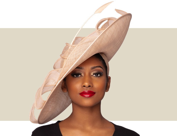 RILEY FASCINATOR HAT Almond Gold Coast Couture