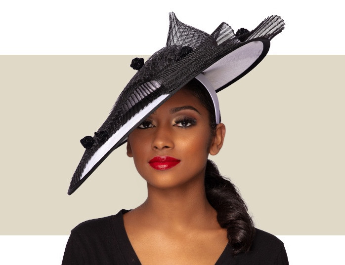 RAINA FASCINATOR HAT Black and White