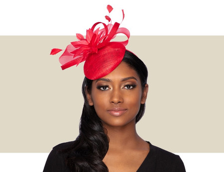 TISHA FASCINATOR - Red - Gold Coast Couture