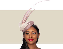 HALE Feather Cocktail Wedding Hat - Mink and Champagne