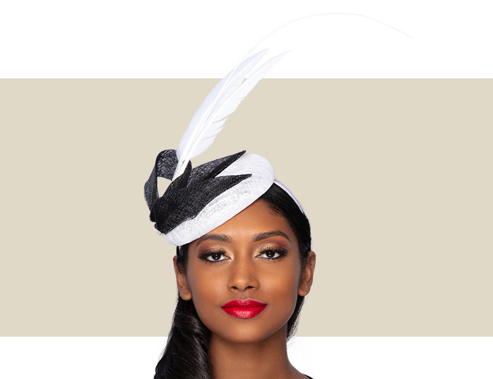 HALE COCKTAIL HAT - White and Black - Gold Coast Couture