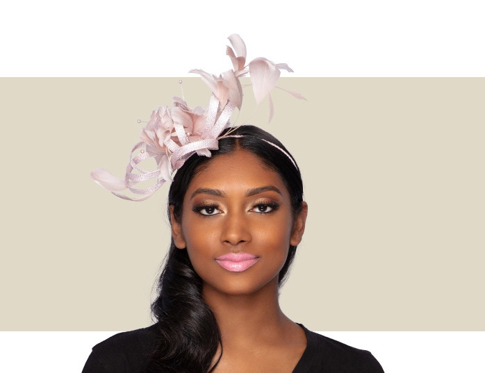 POISEY FASCINATOR - Pink Silver Lurex - Gold Coast Couture