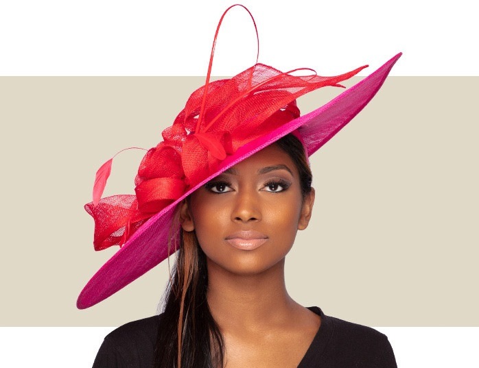 GIANNA FASCINATOR HAT - Hot Pink and Red - Gold Coast Couture