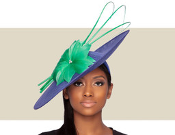 ARIA FASCINATOR HAT - Blue and Green