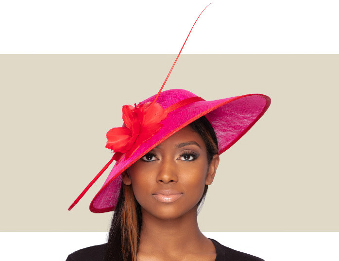 ARIANA FASCINATOR HAT - Hot Pink and Red - Gold Coast Couture