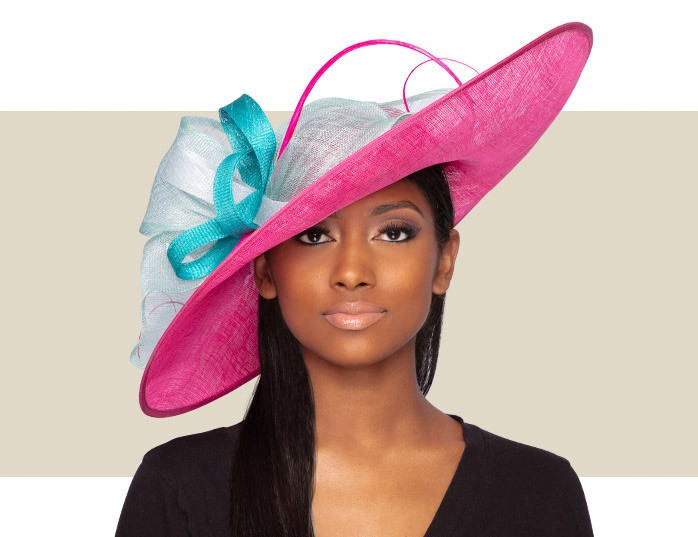 LIA KENTUCKY DERBY HAT Pink and Blue Gold Coast Couture