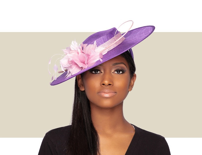 LADIES BOATER HAT - Purple and Lilac - Gold Coast Couture