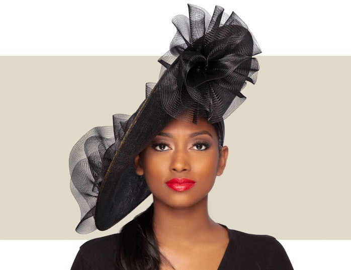 black and gold fascinator