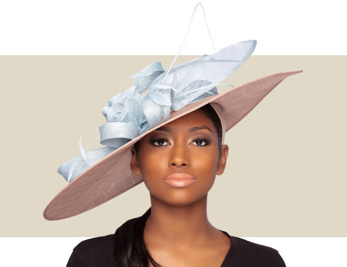 FASCINATOR HAT - Natural and Blue - Couture