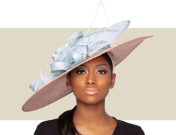 GIANNA FASCINATOR HAT - Natural and Blue