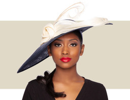 MERTA HAT - Navy Blue and Ivory