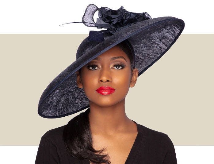large navy blue wedding hat