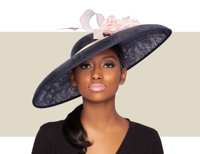 BARBARA HAT - Navy Blue and Pink - Gold Coast Couture