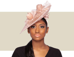 blush hat for wedding