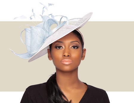 Toni Fascinator Hat – Ivory and Powder Blue, Kentucky derby hats