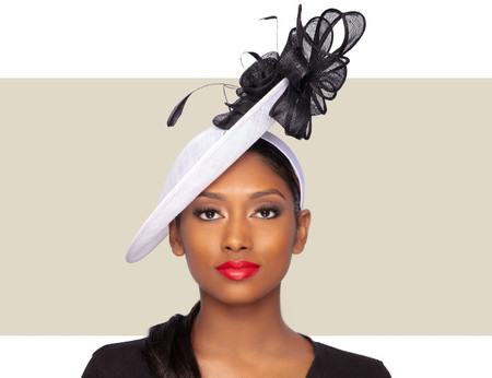 ANALIA FASCINATOR HAT - White and Black 