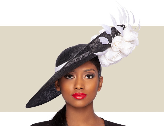 Black Fascinator Derby Hat Polo Headband Wedding Feather Fascinator USA Designer 