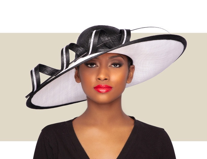 ZOYA HAT White and Black Gold Coast Couture