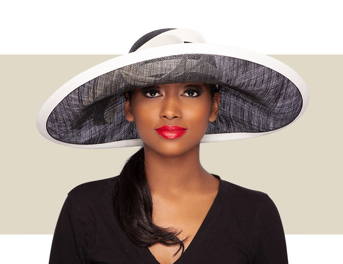 black and white wedding hat