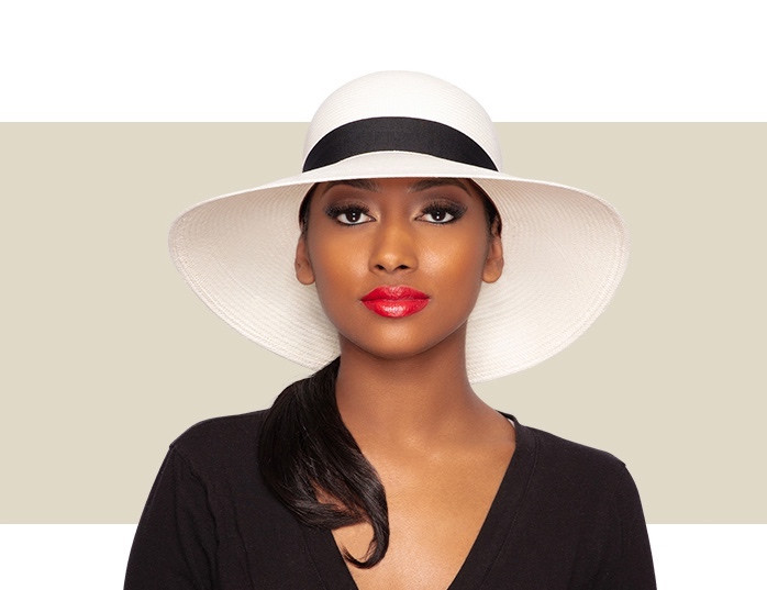 WOMENS SMALL SUN HAT - Ivory and Black - Gold Coast Couture