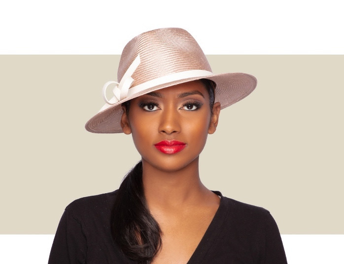 REMI FEDORA HAT - Taupe and Ivory - Gold Coast Couture