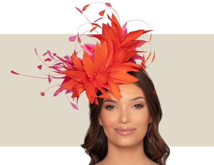 CHRISTIANE COCKTAIL HAT - Orange and Hot Pink - Gold Coast Couture