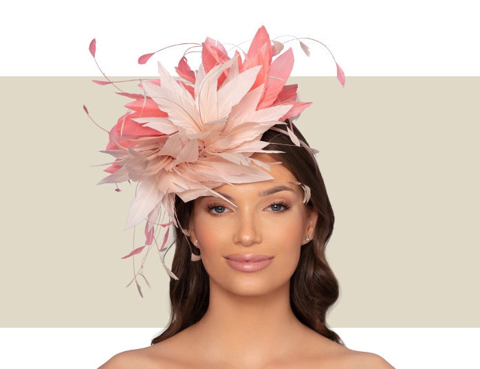 CHRISTIANE COCKTAIL HAT - Blush and Coral - Gold Coast Couture