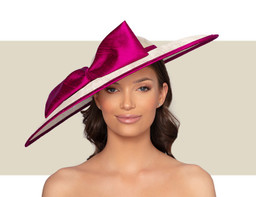 MAYA WIDE BRIM HAT - Ivory and Magenta