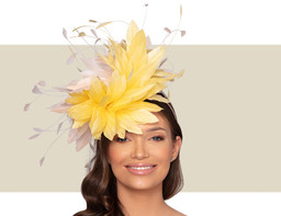 CHRISTIANE COCKTAIL HAT - Yellow and Blush Pink