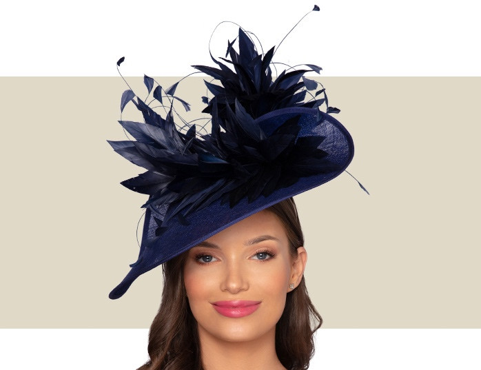 BELFORT FASCINATOR HAT - and Navy Blue - Gold Coast Couture
