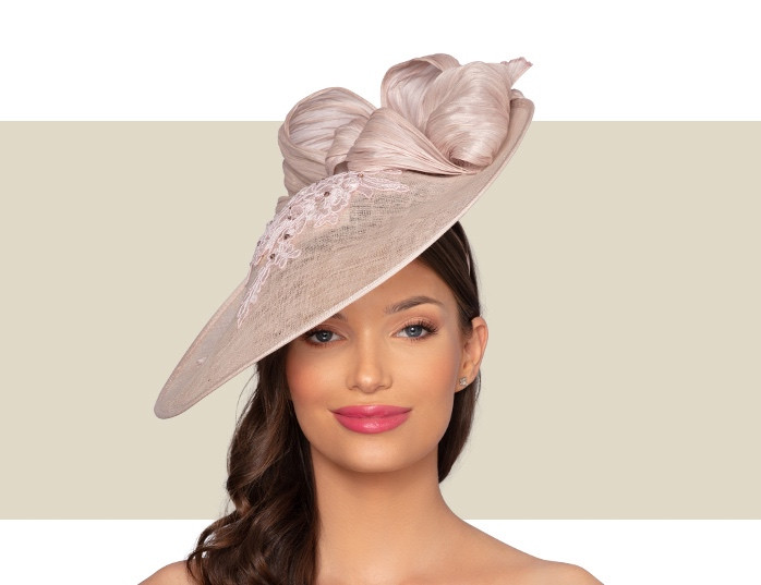 MARSEILLE FASCINATOR HAT - Neutral-Blush Pink - Gold Coast Couture