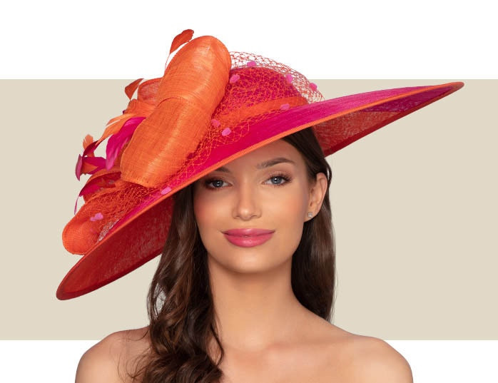 BRIMINGHAM HAT - Orange and Hot Pink - Gold Coast Couture