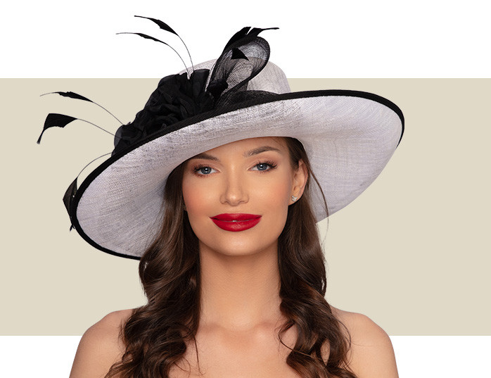DELANEY WIDE-BRIM HAT - White and Black - Gold Coast Couture