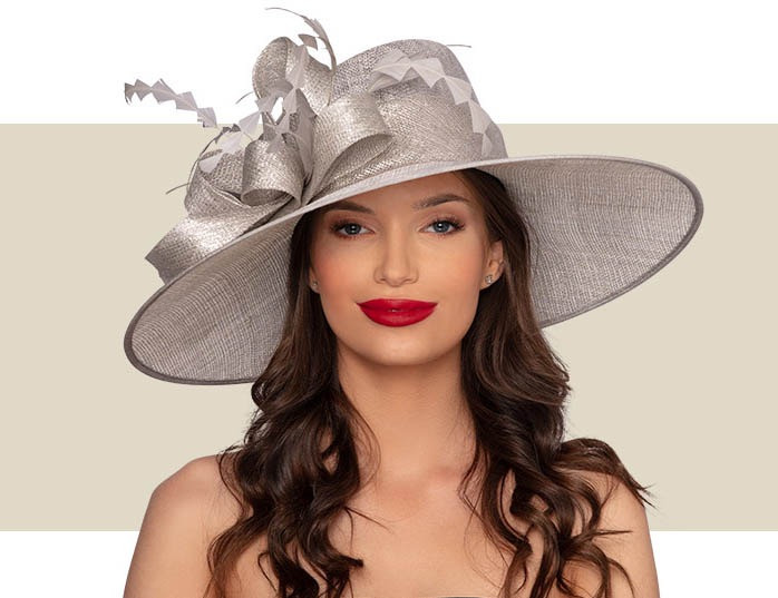 HENRIETTA WIDE-BRIM HAT - Silver Lurex - Gold Coast Couture
