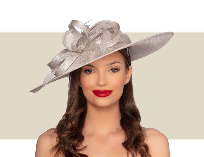 KATRIANE FASCINATOR HAT - Silver Lurex - Gold Coast Couture
