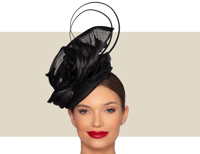 DARCEY COCKTAIL HAT - Black - Gold 