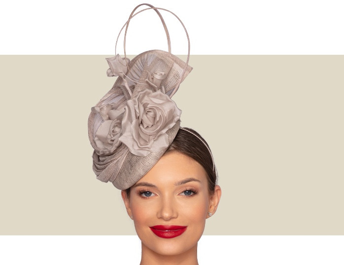 DARCEY COCKTAIL HAT - Taupe - Gold Coast Couture