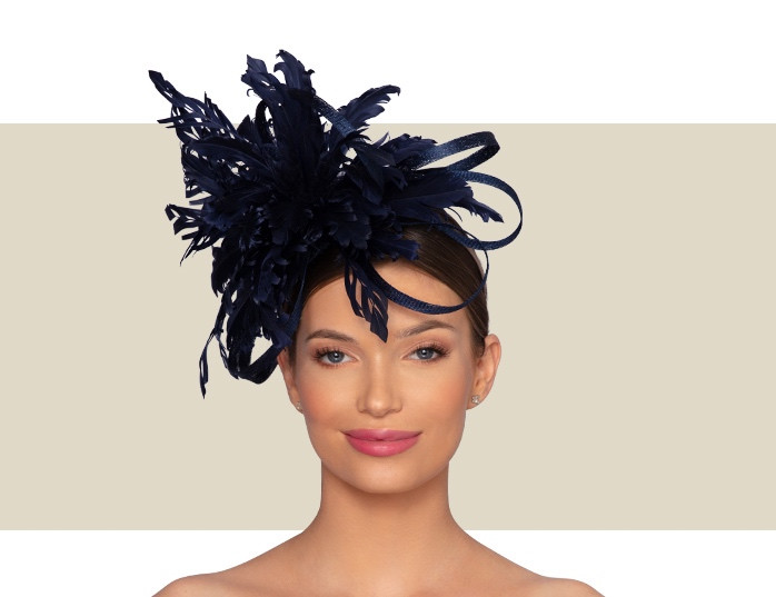 ASTER WOMENS FLOWER FASCINATOR - Navy 