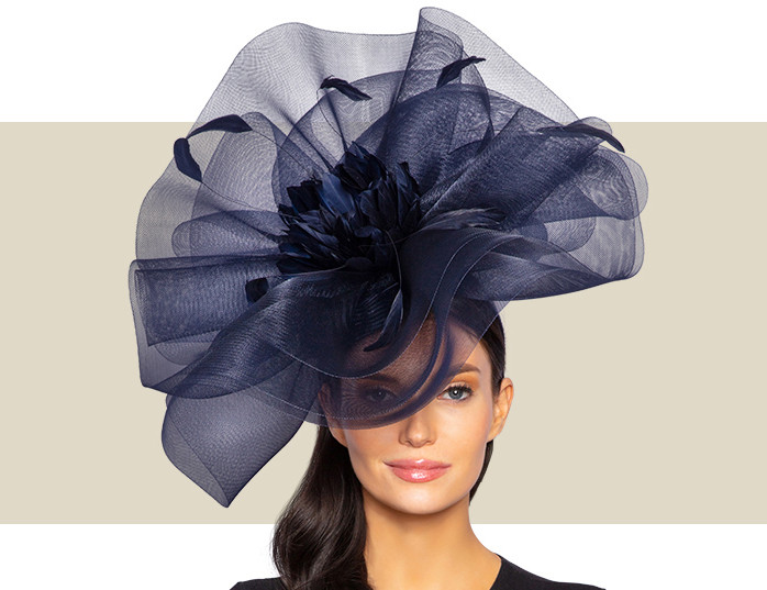 ROSE WOMENS FASCINATOR - Navy Blue - Gold Coast Couture