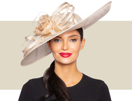 SOFIA FASCINATOR HAT - Champagne Lurex 