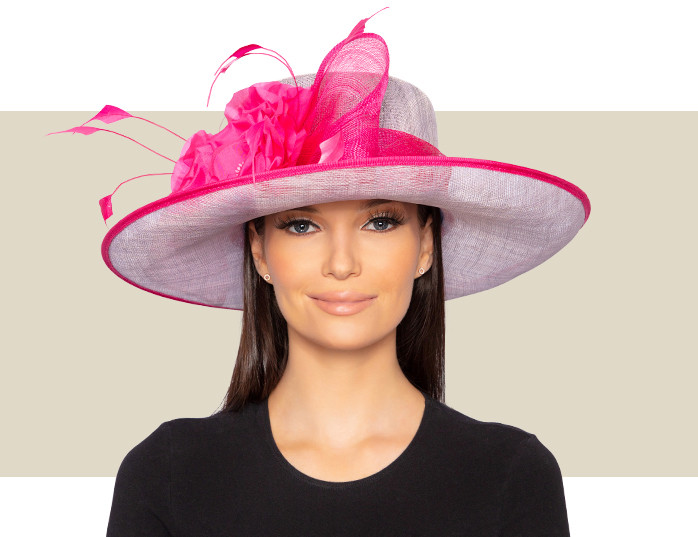 DELANEY WIDE-BRIM HAT - Lilac and Hot Pink - Gold Coast Couture