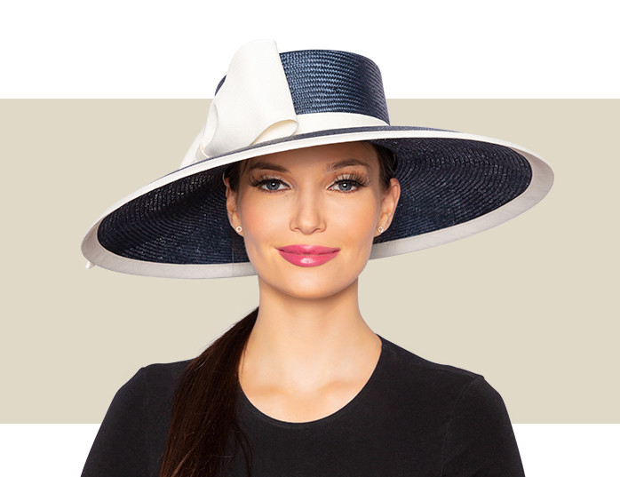 CAMERON WOMENS HAT - Navy Blue and Ivory - Gold Coast Couture
