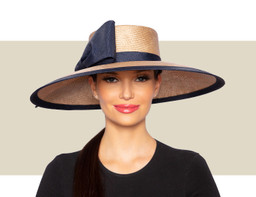 CAMERON WOMENS HAT -  Tan and Navy Blue