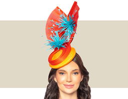 TRIXI WOMENS COCKTAIL HAT - Orange and Blue